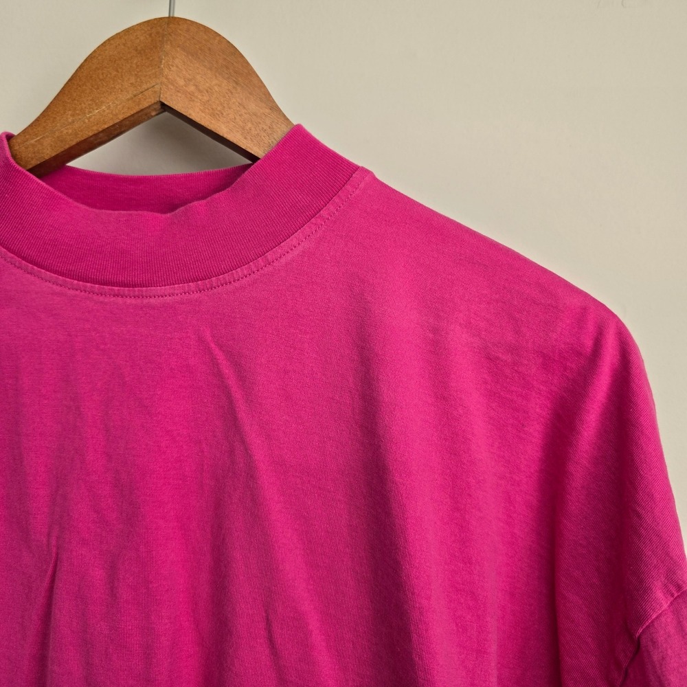 COS Boxy Mock Neck T-Shirt Womens Large Pink Oversized Cotton Minimalist - Picture 4 of 14